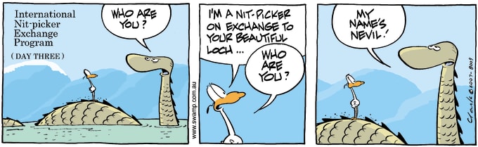 Swamp Cartoon of the Day - Nitpicker Bird Loch Ness Monster