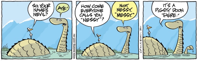 Swamp Cartoon of the Day - Everyone Calls Him Nessy