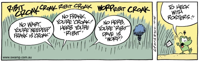 Swamp Cartoon of the Day - Ribit Croak Worp