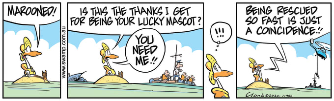 Swamp Cartoon of the Day - Lucky Mascot Marooned