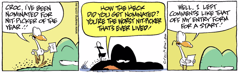 Swamp Cartoon of the Day - Worst NitpickerMarch 17, 2026