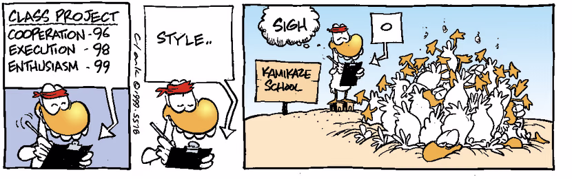 Kamikaze Duck is pleased with the class enthusiasm and excelled in so many crashing. Swamp Cartoon - Class Project ExcelledJanuary 1, 1999