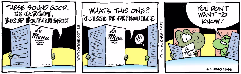 Swamp Cartoon - French MenuNovember 9, 1999