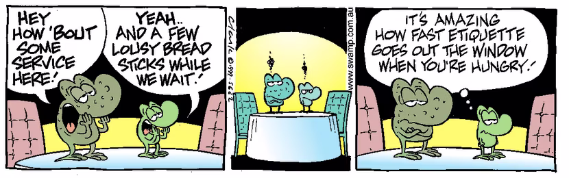 Swamp Cartoon - EtiquetteNovember 13, 1999