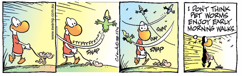 Swamp Cartoon - Walking the wormNovember 25, 1999