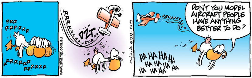 Swamp Cartoon - Model plane attack 2December 13, 1999