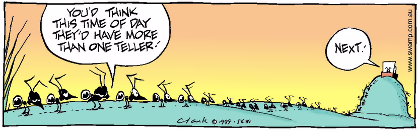 Swamp Cartoon - Waiting LineDecember 15, 1999