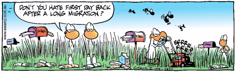 Swamp Cartoon - Return from HolidaysDecember 18, 1999
