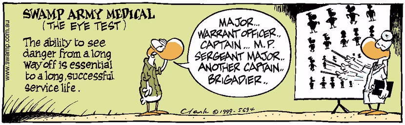 Swamp Cartoon - Army Eye TestDecember 21, 1999