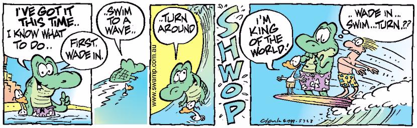 Swamp Cartoon - Catching wavesJanuary 24, 2000