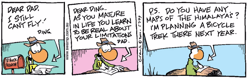 Swamp Cartoon - Fatherly adviceFebruary 23, 2000