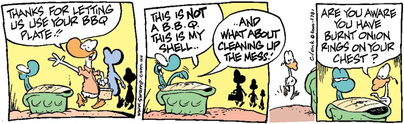 Swamp Cartoon - Cleaning ShellMarch 30, 2000