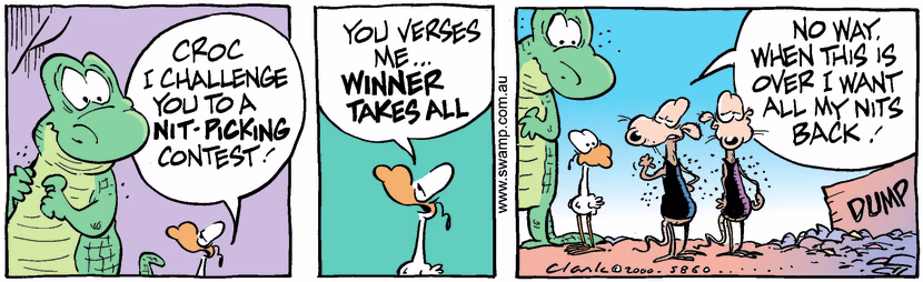 Swamp Cartoon - Croc Vs Nit PickerJune 30, 2000