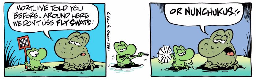Swamp Cartoon - Fly Catching LessonJuly 25, 2000
