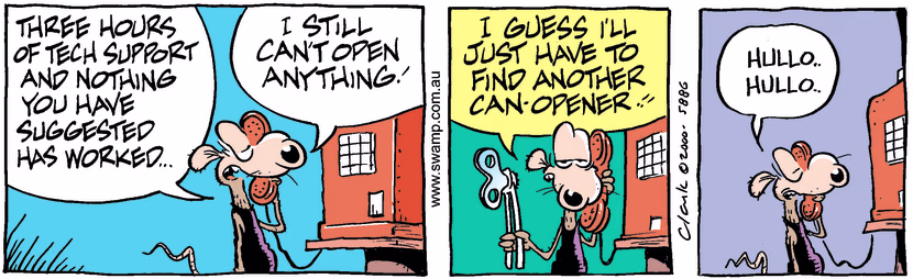 Swamp Cartoon - Tech Support 4July 31, 2000