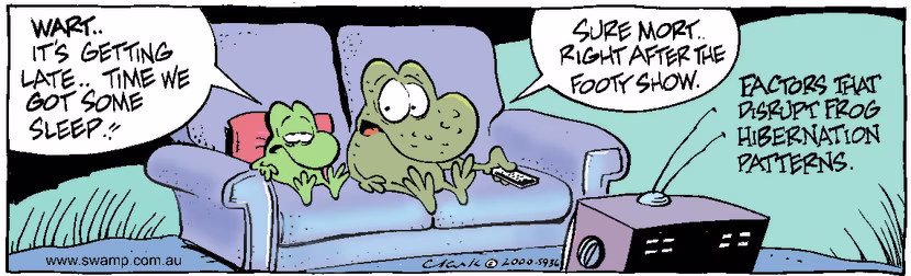 Swamp Cartoon - Mort Frog Football ComicSeptember 27, 2000