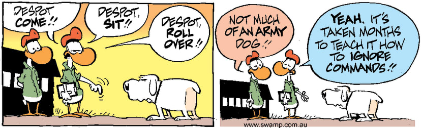 Swamp Cartoon - Despot Dog Ignores CommandsDecember 15, 2000