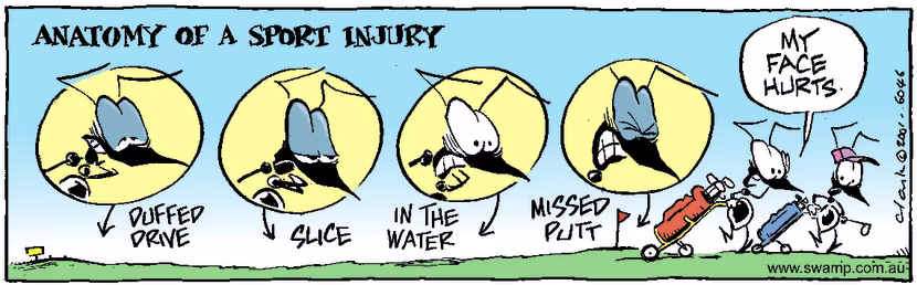 Swamp Cartoon - Swamp Ant Golf Injury ComicFebruary 2, 2001