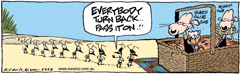 Swamp Cartoon - Too LateFebruary 28, 2001