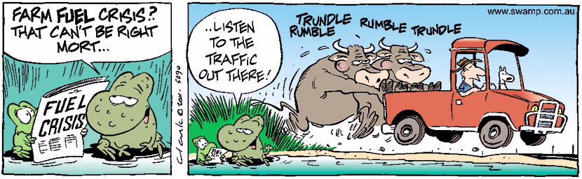 Swamp Cartoon - Farm Fuel CrisisMarch 26, 2001