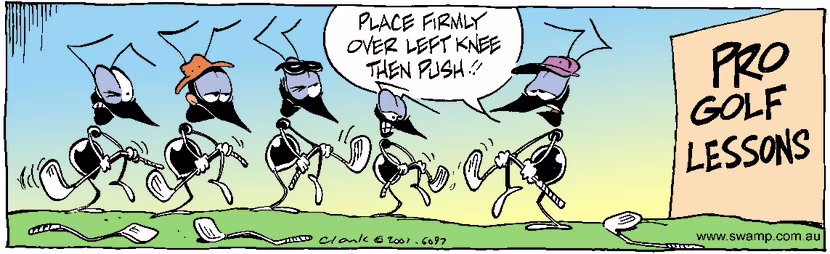 Swamp Cartoon - Swamp Ants Golf Lesson ComicApril 3, 2001