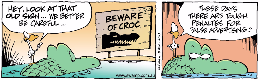 Swamp Cartoon - Beware Of CrocJune 2, 2001