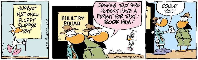 Swamp Cartoon - Fluffy Slipper CampaignJuly 6, 2001