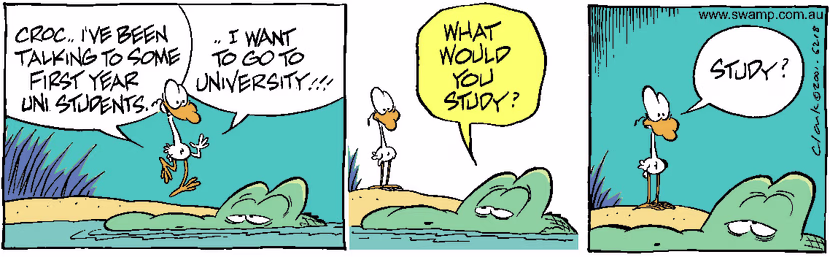 Swamp Cartoon - First Year UniAugust 22, 2001