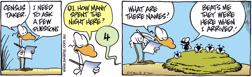 Swamp Cartoon - Census Question 1September 18, 2001