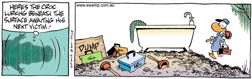 Swamp Cartoon - Lurking CrocSeptember 26, 2001