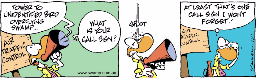 Swamp Cartoon - Air Traffic Control Requesting Call SignOctober 12, 2001
