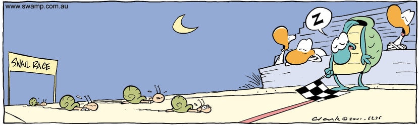 Swamp Cartoon - Snail RaceOctober 29, 2001