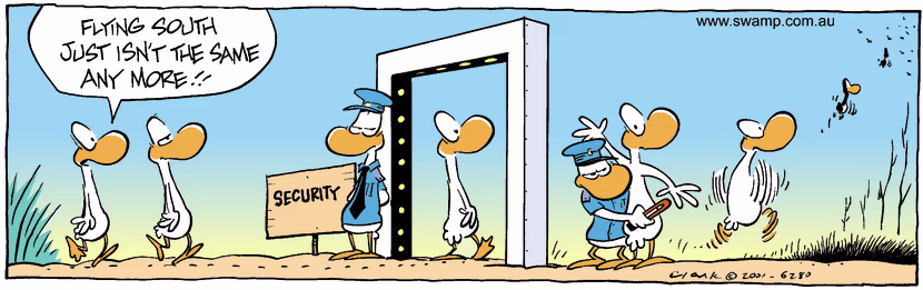 Swamp Cartoon - Flying SouthNovember 2, 2001