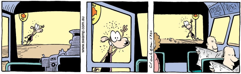 Swamp Cartoon - Bus Stop 2December 19, 2001
