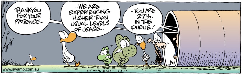 Swamp Cartoon - Waiting LineJanuary 30, 2002