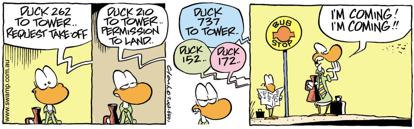 Swamp Cartoon - Requesting Take OffMarch 23, 2002