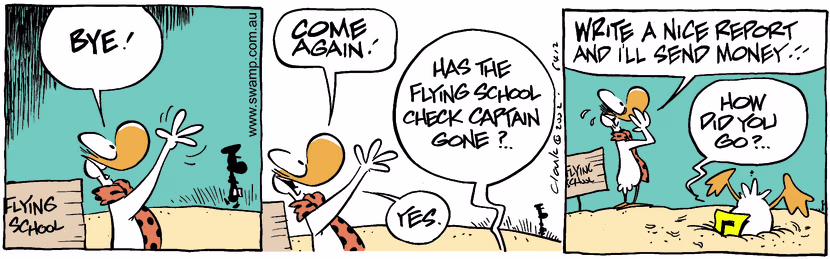 Swamp Cartoon - Check Captain 5April 5, 2002
