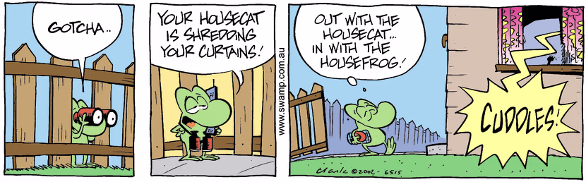 Swamp Cartoon - House Frog 2August 3, 2002