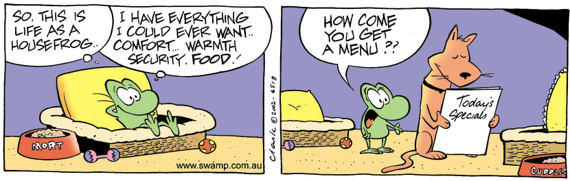 Swamp Cartoon - House Frog 5August 7, 2002