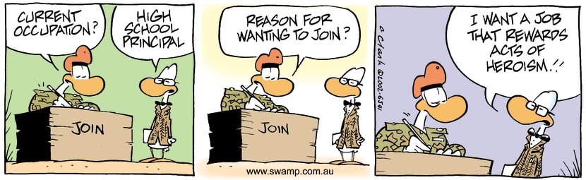 Swamp Cartoon - Joining Army 3September 3, 2002