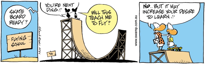 Swamp Cartoon - Skating 2October 25, 2002