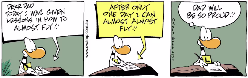 Swamp Cartoon - Almost FlyFebruary 5, 2003