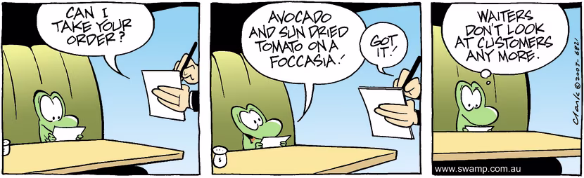 Swamp Cartoon - Mort Cafe 1July 25, 2003