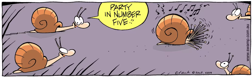 Swamp Cartoon - Snail Party ComicDecember 31, 2014