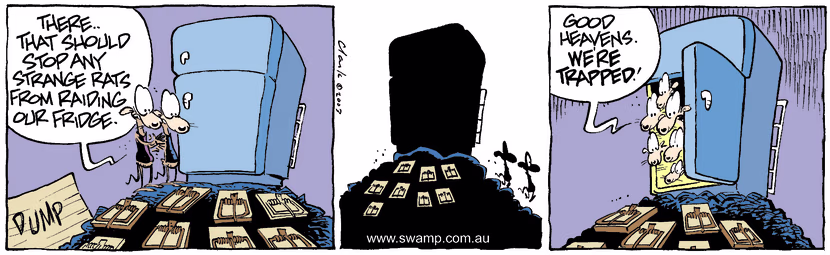 Cheese and Chives Rats have been raided by strange rats so they set traps for them. Swamp Cartoon - Chives Set Rat TrapFebruary 4, 2004