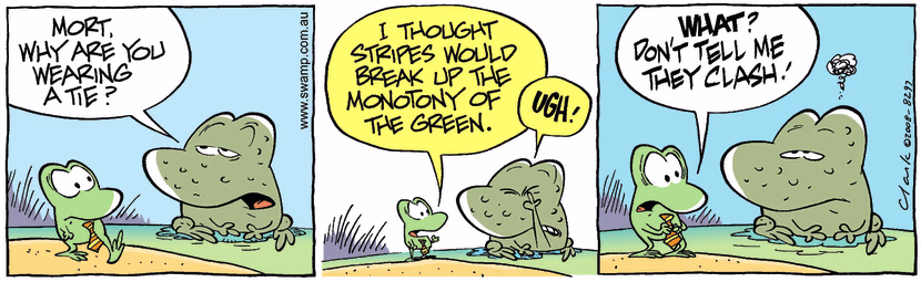 Swamp Cartoon - Sharp Dressed Frog 1April 10, 2008