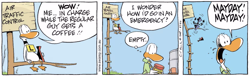 Swamp Cartoon - Air Traffic Controller Mayday ComicSeptember 14, 2009