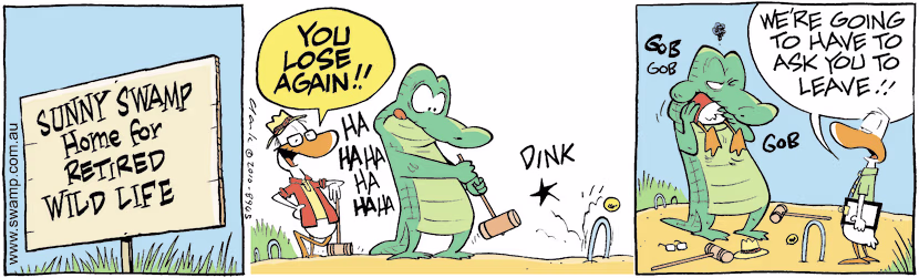Swamp Cartoon - Old Croc Retires 4May 6, 2010