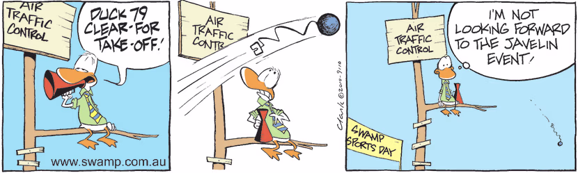 Swamp Cartoon - Athletic Take Offs 1November 15, 2010