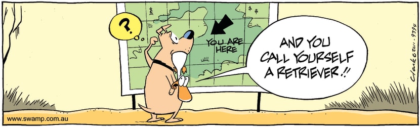 Swamp Cartoon - Hunting Dog Checking MapOctober 12, 2011